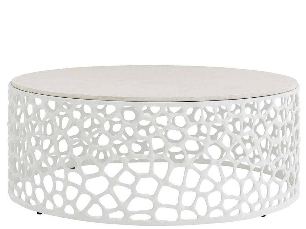 Universal Furniture Coral Cocktail Table - Sleek Modern Design With Sculptural Metal Base And Striking Stone Top Elegance White  U533801-universal