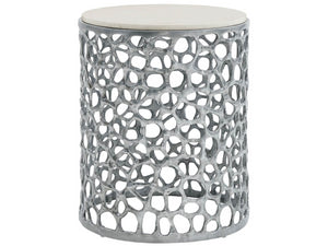 Universal Furniture Coral Round Side Table – Sculptural Elegance With Durable Quartz Top & Modern Coastal Design Gray  U533802n-universal