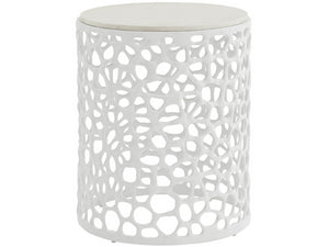 Universal Furniture Coral Round Side Table – Sculptural Elegance With Durable Quartz Top & Modern Coastal Design White  U533802-universal