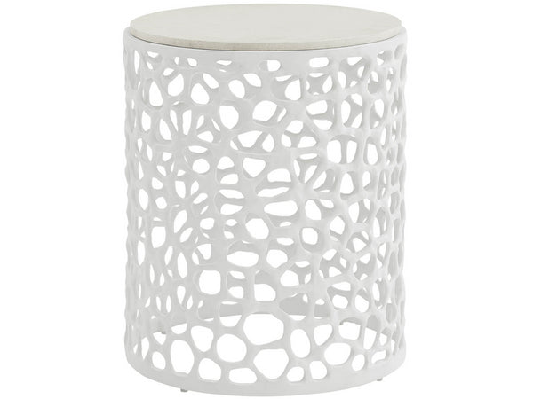 Universal Furniture Coral Round Side Table – Sculptural Elegance With Durable Quartz Top & Modern Coastal Design White  U533802-universal