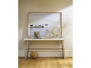 Universal Furniture Dockside Console Table - Coastal Sophistication With White Concrete Top & Warm Oak Legs, 64" Long Dockside Tan  U533803-universal