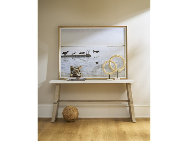 Universal Furniture Dockside Console Table - Coastal Sophistication With White Concrete Top & Warm Oak Legs, 64" Long Dockside Tan  U533803-universal