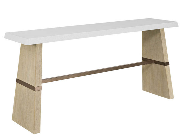 Universal Furniture Dockside Console Table - Coastal Sophistication With White Concrete Top & Warm Oak Legs, 64" Long Dockside Tan  U533803-universal