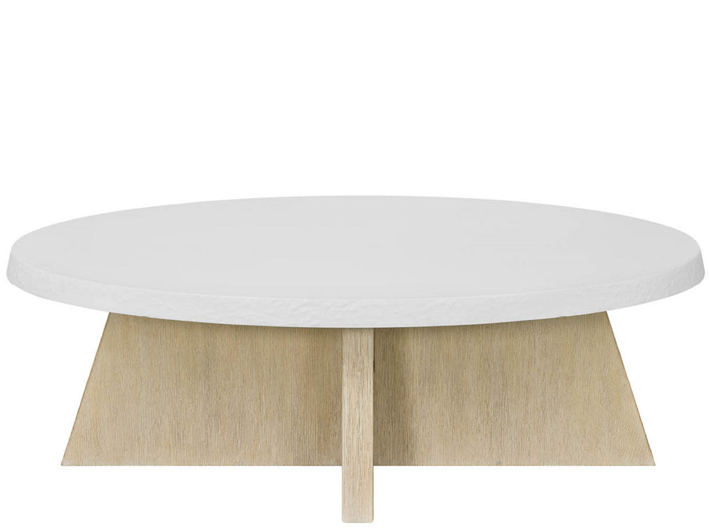 Universal Furniture Dockside Oval Cocktail Table - White Concrete Top & Warm Oak Base For A Coastal Chic Living Room Dockside Tan And Shoreline White  U533808-universal