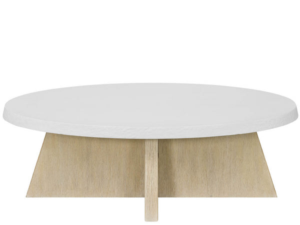 Universal Furniture Dockside Oval Cocktail Table - White Concrete Top & Warm Oak Base For A Coastal Chic Living Room Dockside Tan And Shoreline White  U533808-universal