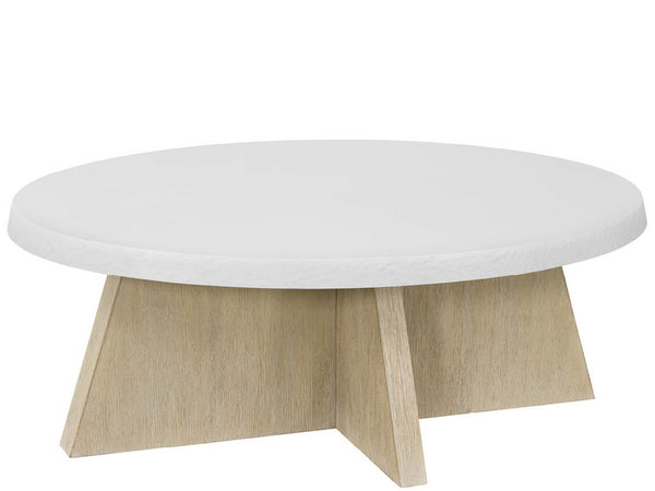 Universal Furniture Dockside Oval Cocktail Table - White Concrete Top & Warm Oak Base For A Coastal Chic Living Room Dockside Tan And Shoreline White  U533808-universal