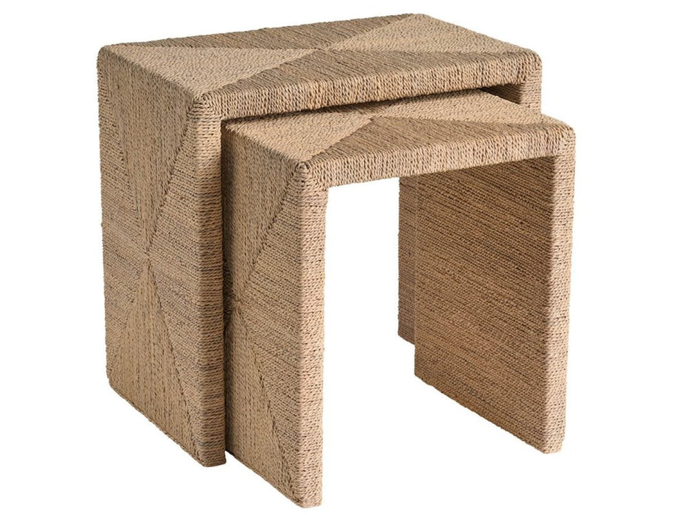 Universal Furniture Abaca Nesting Tables - Versatile Organic Tables Wrapped In Natural Fiber For Coastal Living Spaces Natural Tan  U533811-universal
