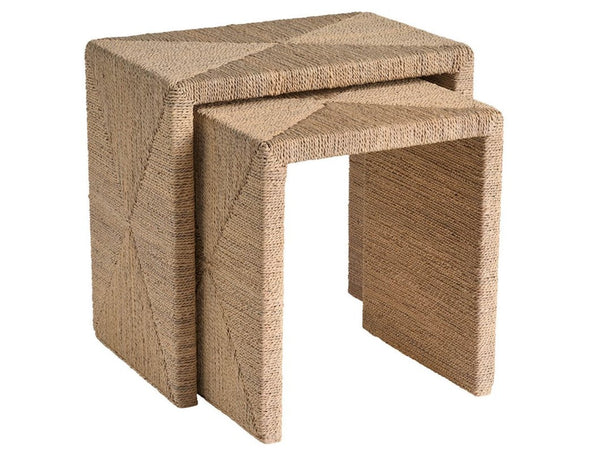 Universal Furniture Abaca Nesting Tables - Versatile Organic Tables Wrapped In Natural Fiber For Coastal Living Spaces Natural Tan  U533811-universal