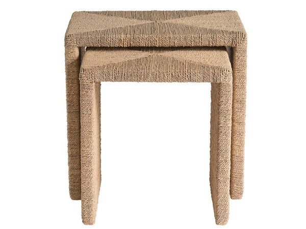 Universal Furniture Abaca Nesting Tables - Versatile Organic Tables Wrapped In Natural Fiber For Coastal Living Spaces Natural Tan  U533811-universal