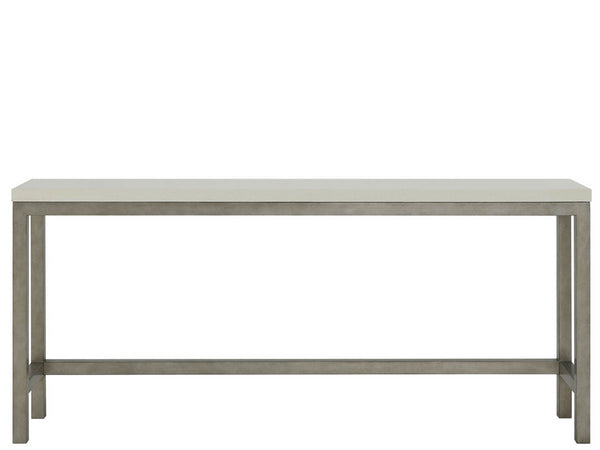 Universal Furniture Oasis Console With Stools - 82-inch Antique Nickel Design, White Quartz Top & Nomad Snow Upholstery Antique Nickel 92% Polyester,8% Linen U533816-universal