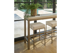 Universal Furniture Console Stool - 26-inch Oasis Design In Nomad Snow Fabric For Stylish Dining, Working & Entertaining Dockside Natural Tan Oak 92% Polyester,8% Linen U533816s-universal