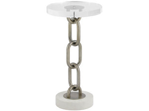 Universal Furniture Link Accent Table - Unique 12-inch Acrylic Top With Chain Links & Quartz Bases For Coastal Charm White And Gray  U533817-universal