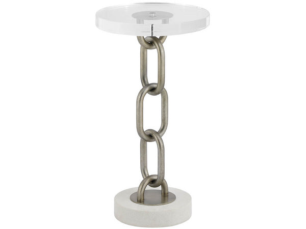 Universal Furniture Link Accent Table - Unique 12-inch Acrylic Top With Chain Links & Quartz Bases For Coastal Charm White And Gray  U533817-universal