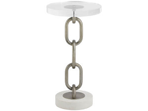 Universal Furniture Link Accent Table - Unique 12-inch Acrylic Top With Chain Links & Quartz Bases For Coastal Charm White And Gray  U533817-universal
