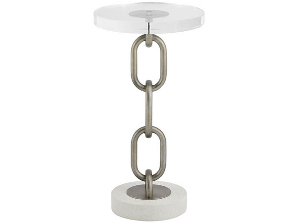 Universal Furniture Link Accent Table - Unique 12-inch Acrylic Top With Chain Links & Quartz Bases For Coastal Charm White And Gray  U533817-universal