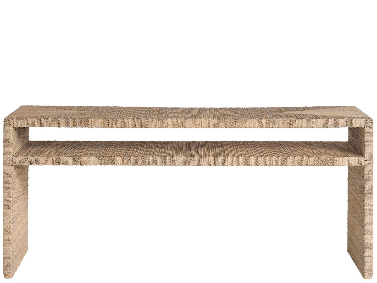 Abaca Console Table - 68-Inch Natural Fiber Design with Open Shelf for