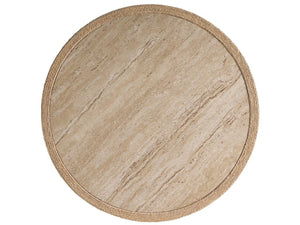 Universal Furniture Abaca Cocktail Table - 40-inch Round Natural Fiber With Elegant Travertine Beige Stone Top Design   U533831-universal