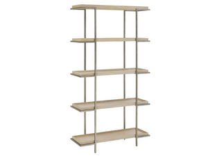 Universal Furniture Dockside Etagere - 84-inch Height Oak & Aged Pewter Industrial Coastal Display Shelf For Your Home Dockside Tan  U533851-universal