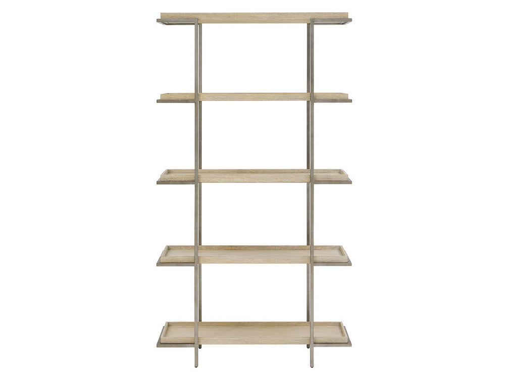 Universal Furniture Dockside Etagere - 84-inch Height Oak & Aged Pewter Industrial Coastal Display Shelf For Your Home Dockside Tan  U533851-universal