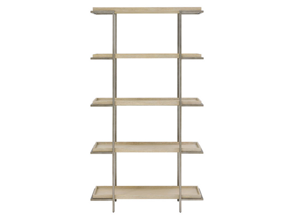 Universal Furniture Dockside Etagere - 84-inch Height Oak & Aged Pewter Industrial Coastal Display Shelf For Your Home Dockside Tan  U533851-universal