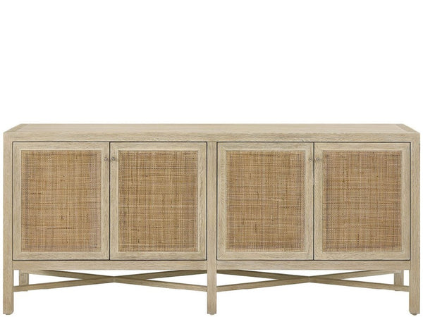 Universal Furniture Dockside Credenza - 76-inch Warm Oak Storage Unit With Natural Weave Panels & Coastal Style Charm Dockside Natural Tan Oak  U533676-universal