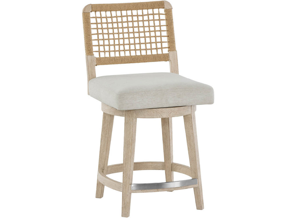 Universal Furniture Dockside Swivel Counter Stool - Stylish Oak Finish With Comfortable Upholstered Seat & Woven Backrest Dockside Natural Tan Oak  U533604-universal