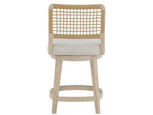 Universal Furniture Dockside Swivel Counter Stool - Stylish Oak Finish With Comfortable Upholstered Seat & Woven Backrest Dockside Natural Tan Oak  U533604-universal