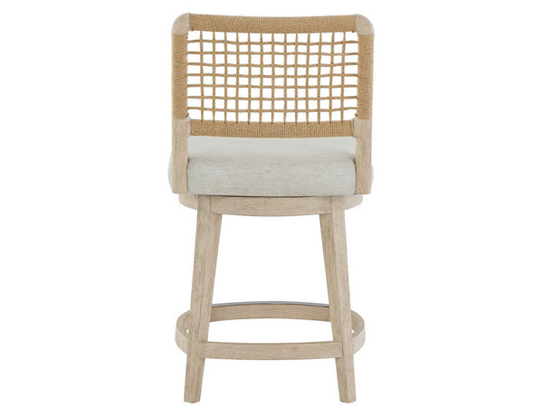 Universal Furniture Dockside Swivel Counter Stool - Stylish Oak Finish With Comfortable Upholstered Seat & Woven Backrest Dockside Natural Tan Oak  U533604-universal