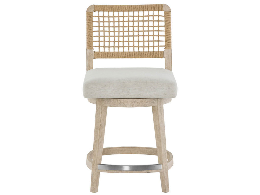 Universal Furniture Dockside Swivel Counter Stool - Stylish Oak Finish With Comfortable Upholstered Seat & Woven Backrest Dockside Natural Tan Oak  U533604-universal