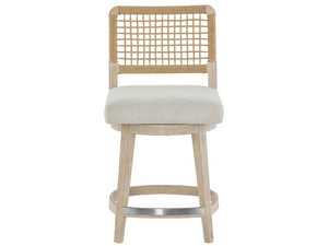 Universal Furniture Dockside Swivel Counter Stool - Stylish Oak Finish With Comfortable Upholstered Seat & Woven Backrest Dockside Natural Tan Oak  U533604-universal