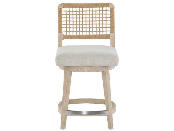 Universal Furniture Dockside Swivel Counter Stool - Stylish Oak Finish With Comfortable Upholstered Seat & Woven Backrest Dockside Natural Tan Oak  U533604-universal