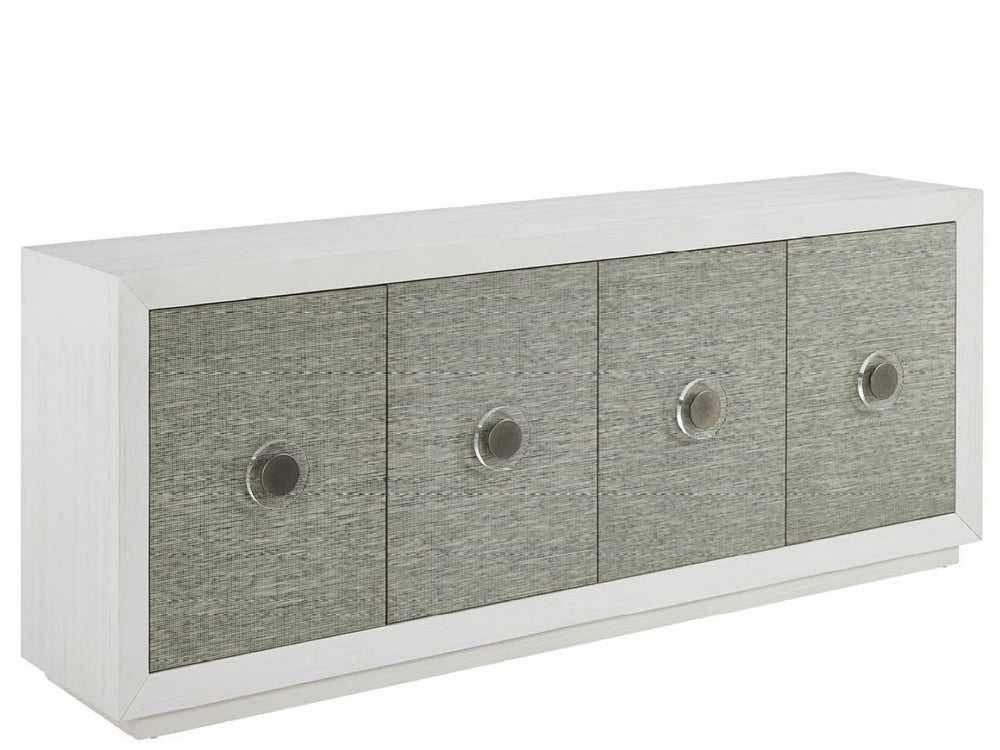 Universal Furniture Seascape Credenza - Elegant White Storage With Textured Grasscloth Doors & Antique Nickel Hardware Shoreline White  U533a969-universal