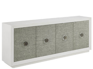 Universal Furniture Seascape Credenza - Elegant White Storage With Textured Grasscloth Doors & Antique Nickel Hardware Shoreline White  U533a969-universal