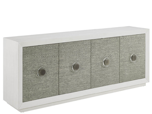Universal Furniture Seascape Credenza - Elegant White Storage With Textured Grasscloth Doors & Antique Nickel Hardware Shoreline White  U533a969-universal