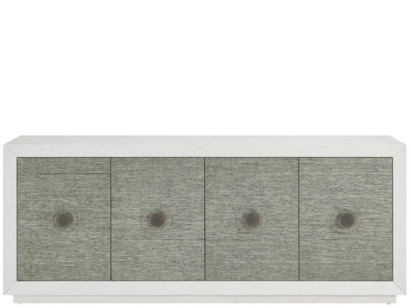 Universal Furniture Seascape Credenza - Elegant White Storage With Textured Grasscloth Doors & Antique Nickel Hardware Shoreline White  U533a969-universal
