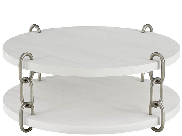 Universal Furniture Shoreline Cocktail Table - Stylish 43-inch Round White Pine Design With Unique Chain-link Detail Shoreline White  U533a809-universal