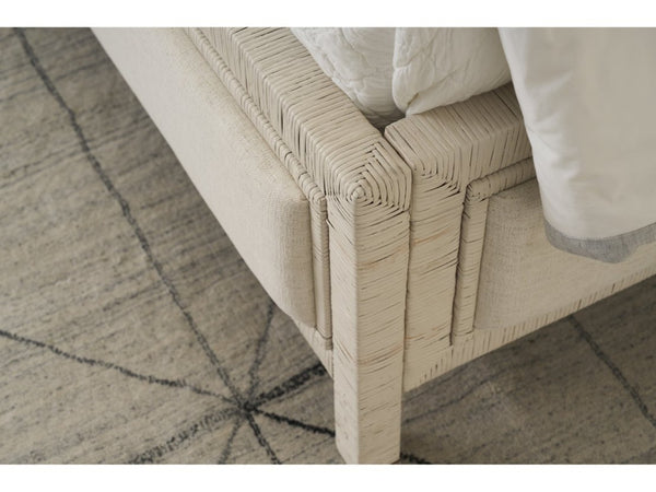 Universal Furniture Tidal Bed King - Coastal Chic Upholstered Bed With Rattan Frame And Durable Nomad Snow Fabric  92% Polyester,8% Linen U533e220b-universal