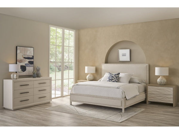 Universal Furniture Tidal Bed Queen - Coastal-inspired Upholstered Design With Rattan Frame And Durable Nomad Snow Fabric  92% Polyester,8% Linen U533e210b-universal