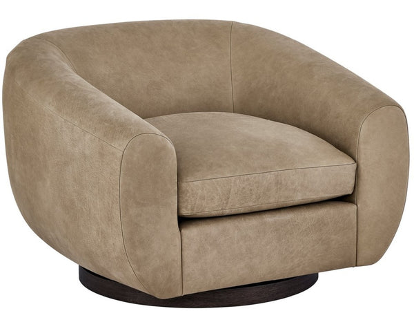 Universal Furniture Fitz Swivel Chair - Stylish Comfort With Deep Cushioning And Warm Oak Finish For Any Chic Space  100% Leather U539503-1830-1-universal