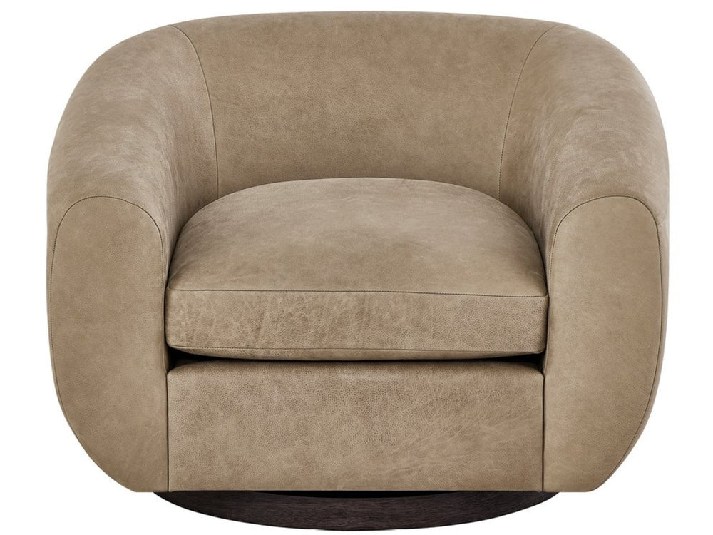 Universal Furniture Fitz Swivel Chair - Stylish Comfort With Deep Cushioning And Warm Oak Finish For Any Chic Space  100% Leather U539503-1830-1-universal