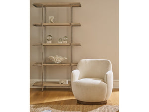 Universal Furniture Dockside Etagere - 84-inch Height Oak & Aged Pewter Industrial Coastal Display Shelf For Your Home Dockside Tan  U533851-universal