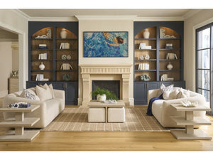 Universal Furniture Dockside Cocktail Table With 4 Ottomans - Stylish 38-inch Square Design For Coastal Living Essentials Dockside Tan  U533828-universal