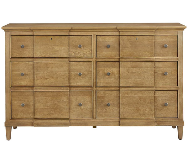 Universal Furniture Brindle Warm Finish Wood Dresser with Soft Close Drawers and Dovetail Joinery 6 Drawers U550040