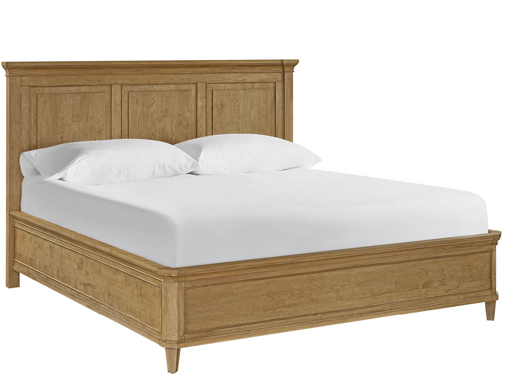 Universal Furniture Brindle Panel Bed with Warm Wood Grain Finish and Timeless Transitional Headboard Design Queen U550210B