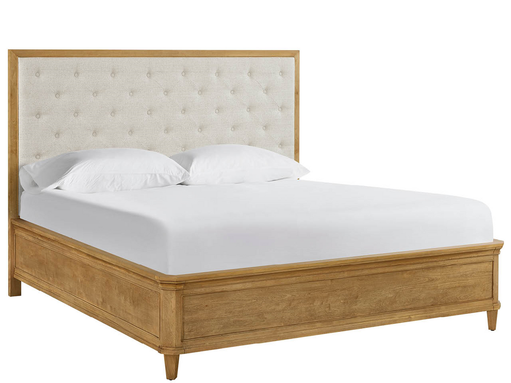 Universal Furniture Brindle Upholstered Bed Tall Padded Headboard Bilma Natural Fabric Bedroom Frame Queen U550310B