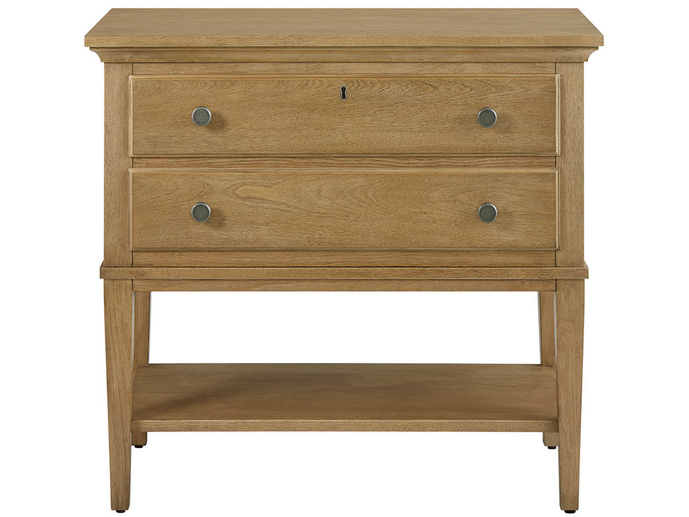 Universal Furniture Brindle Soft Close Nightstand with Built in Charging Cedar Lined Bedroom Storage 2 Drawers U550356