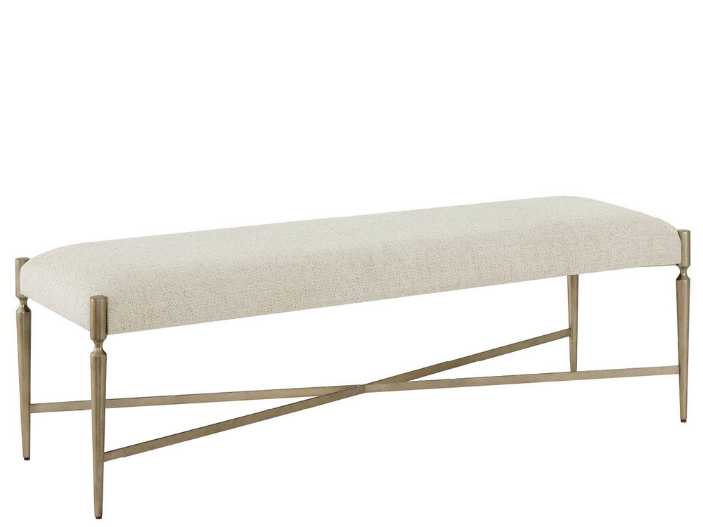 Universal Furniture Birchaven Upholstered Bench Aged Pewter Frame Natural Fabric Bedroom Entryway Seat U550380