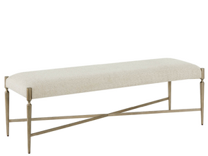 Universal Furniture Birchaven Upholstered Bench Aged Pewter Frame Natural Fabric Bedroom Entryway Seat U550380