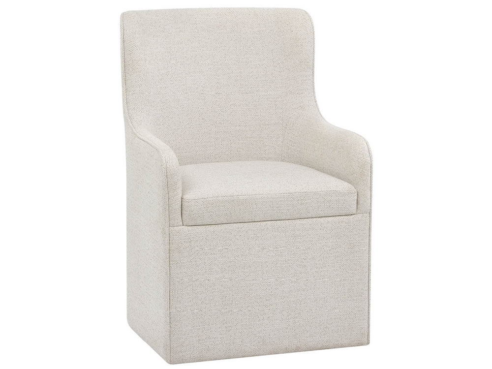 Universal Furniture Birchaven Upholstered Dining Arm Chair with Casters Tailored Natural Fabric Seat U550625