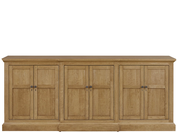 Universal Furniture Brindle Credenza with Led Lighting Wire Management Formal Dining Storage Cabinet 6 Glass Doors U550678